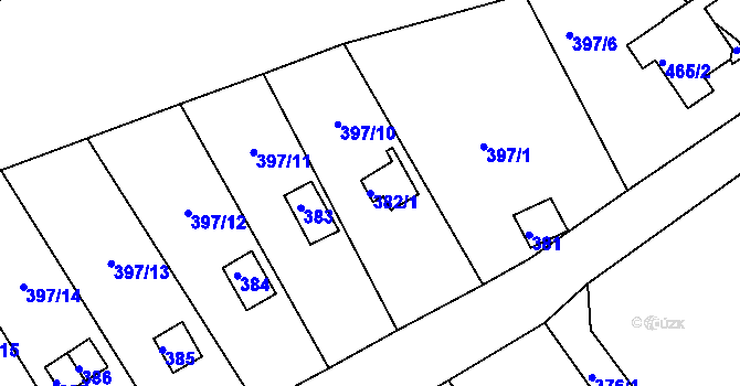 Parcela st. 382/1 v KÚ Pístov u Jihlavy, Katastrální mapa