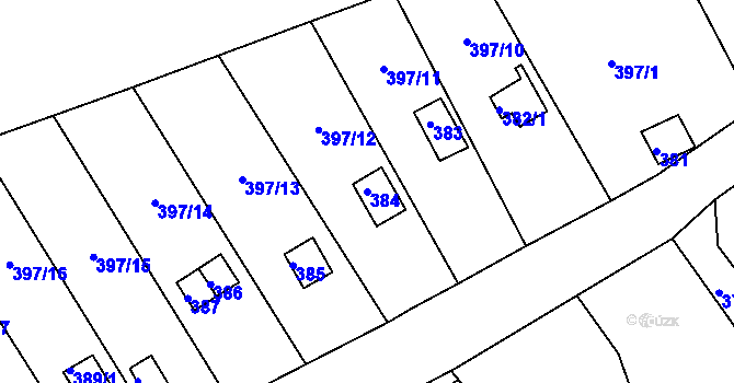 Parcela st. 384 v KÚ Pístov u Jihlavy, Katastrální mapa