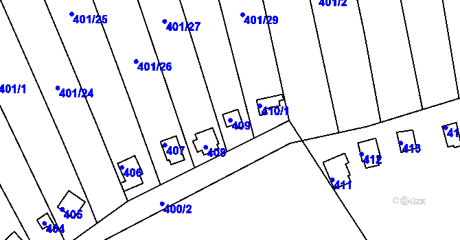 Parcela st. 409 v KÚ Pístov u Jihlavy, Katastrální mapa