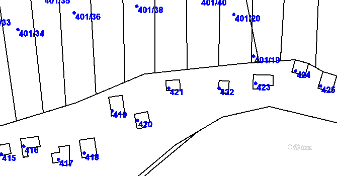 Parcela st. 421 v KÚ Pístov u Jihlavy, Katastrální mapa