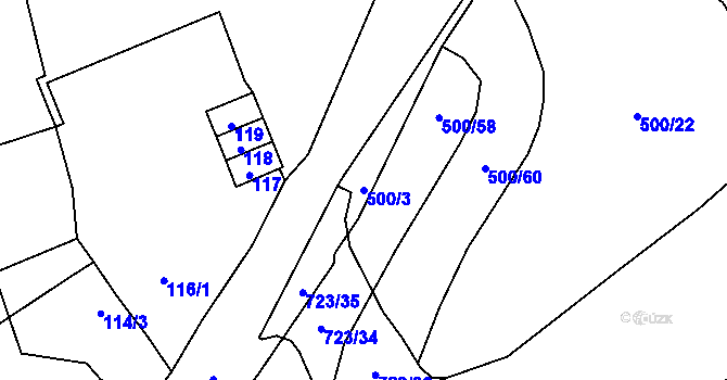 Parcela st. 500/3 v KÚ Pístov u Jihlavy, Katastrální mapa