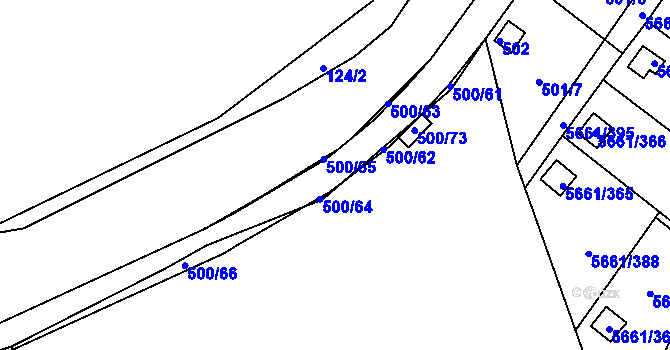 Parcela st. 500/21 v KÚ Pístov u Jihlavy, Katastrální mapa