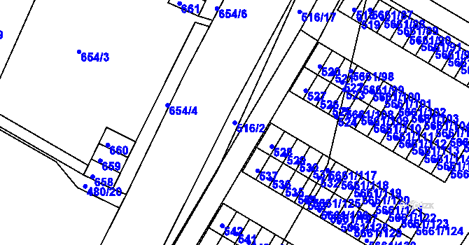 Parcela st. 516/2 v KÚ Pístov u Jihlavy, Katastrální mapa