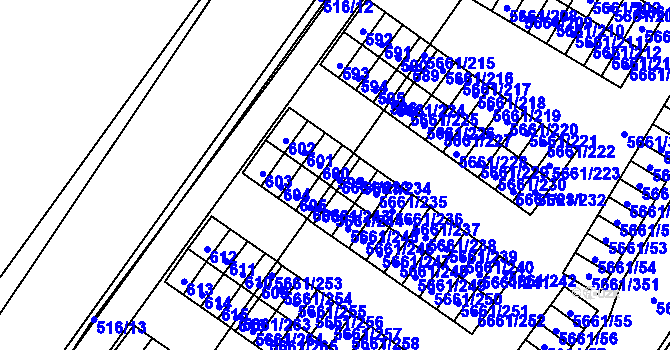 Parcela st. 599 v KÚ Pístov u Jihlavy, Katastrální mapa