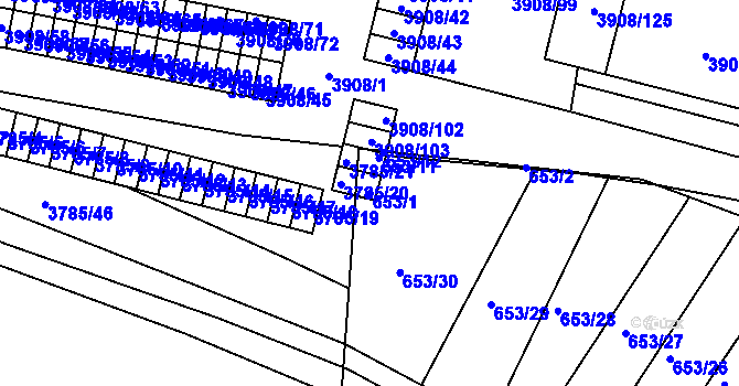 Parcela st. 653/1 v KÚ Pístov u Jihlavy, Katastrální mapa