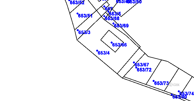 Parcela st. 653/4 v KÚ Pístov u Jihlavy, Katastrální mapa