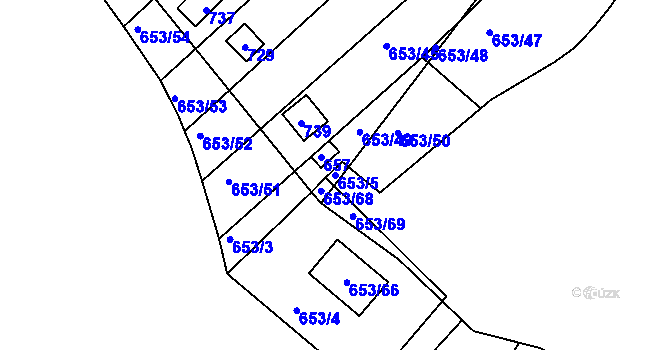 Parcela st. 653/5 v KÚ Pístov u Jihlavy, Katastrální mapa