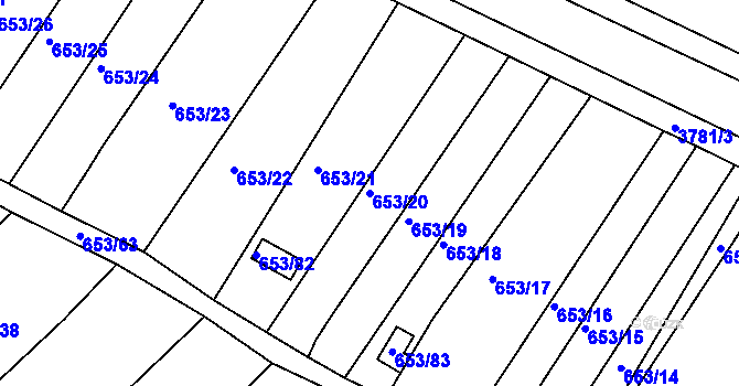 Parcela st. 653/20 v KÚ Pístov u Jihlavy, Katastrální mapa