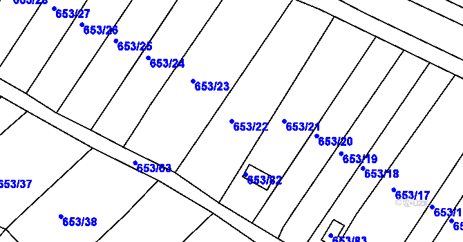 Parcela st. 653/22 v KÚ Pístov u Jihlavy, Katastrální mapa
