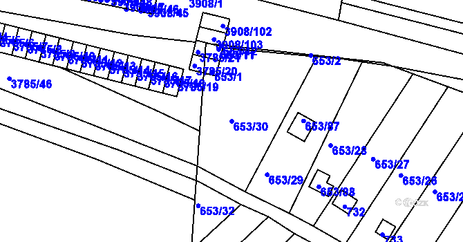 Parcela st. 653/30 v KÚ Pístov u Jihlavy, Katastrální mapa