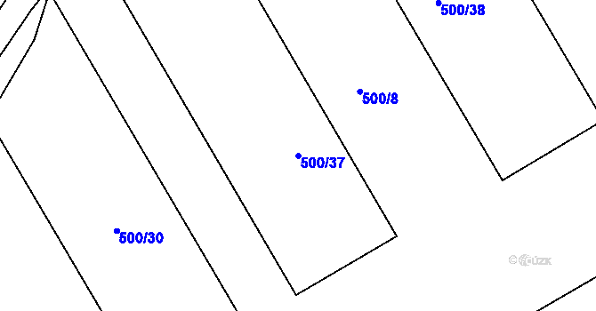 Parcela st. 500/37 v KÚ Pístov u Jihlavy, Katastrální mapa