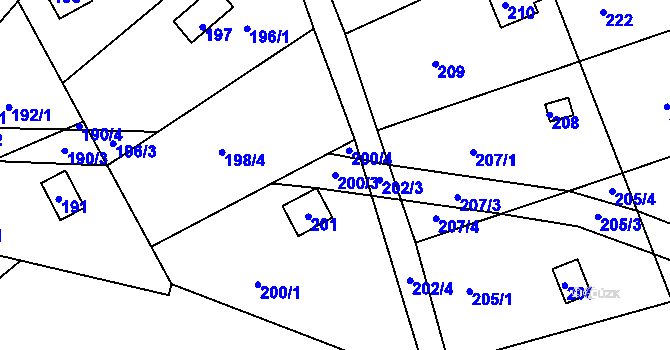 Parcela st. 200/3 v KÚ Pístov u Jihlavy, Katastrální mapa