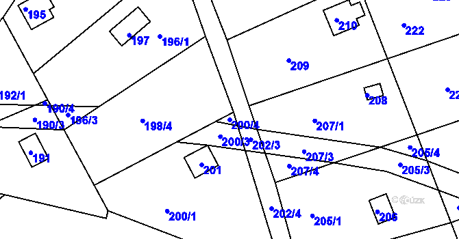 Parcela st. 200/4 v KÚ Pístov u Jihlavy, Katastrální mapa
