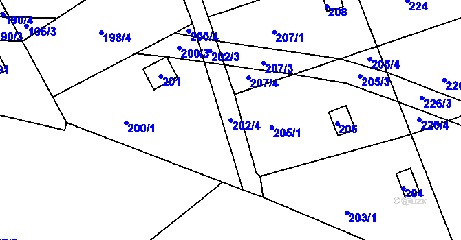 Parcela st. 202/4 v KÚ Pístov u Jihlavy, Katastrální mapa