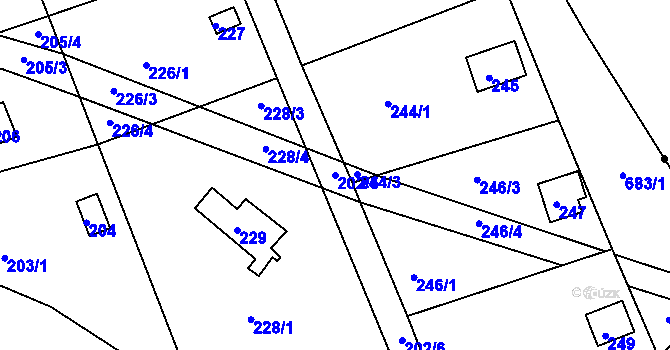 Parcela st. 202/5 v KÚ Pístov u Jihlavy, Katastrální mapa