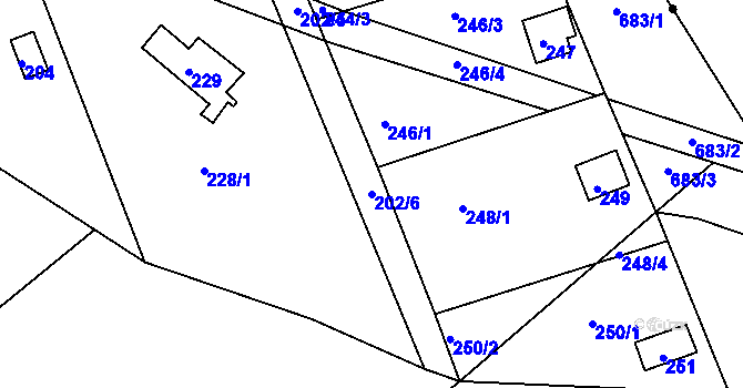 Parcela st. 202/6 v KÚ Pístov u Jihlavy, Katastrální mapa