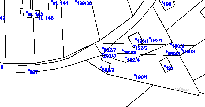 Parcela st. 202/8 v KÚ Pístov u Jihlavy, Katastrální mapa
