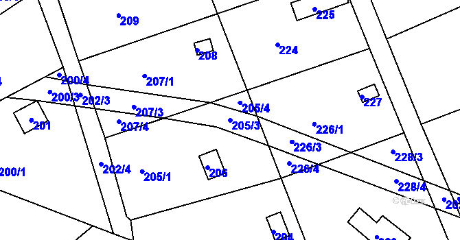 Parcela st. 205/3 v KÚ Pístov u Jihlavy, Katastrální mapa