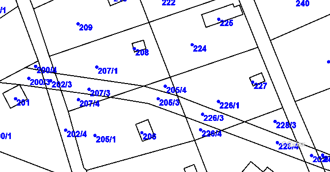 Parcela st. 205/4 v KÚ Pístov u Jihlavy, Katastrální mapa