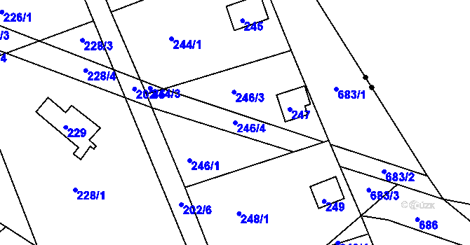Parcela st. 246/4 v KÚ Pístov u Jihlavy, Katastrální mapa