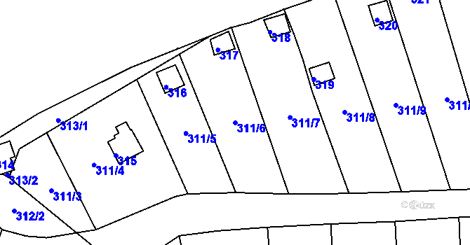 Parcela st. 311/6 v KÚ Pístov u Jihlavy, Katastrální mapa