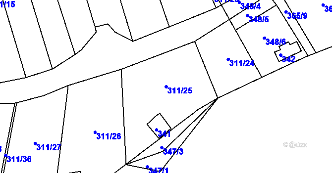 Parcela st. 311/25 v KÚ Pístov u Jihlavy, Katastrální mapa
