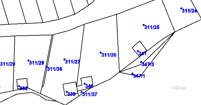 Parcela st. 311/26 v KÚ Pístov u Jihlavy, Katastrální mapa