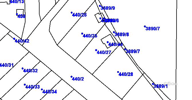 Parcela st. 440/27 v KÚ Pístov u Jihlavy, Katastrální mapa