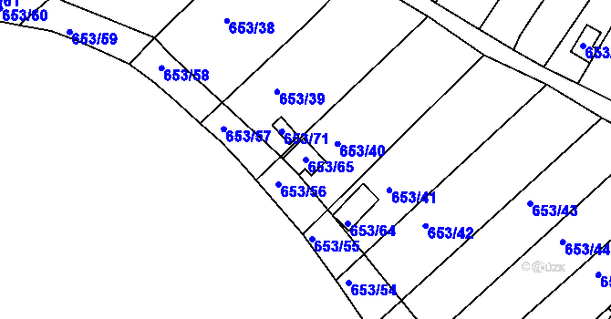 Parcela st. 653/65 v KÚ Pístov u Jihlavy, Katastrální mapa
