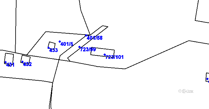 Parcela st. 723/101 v KÚ Pístov u Jihlavy, Katastrální mapa