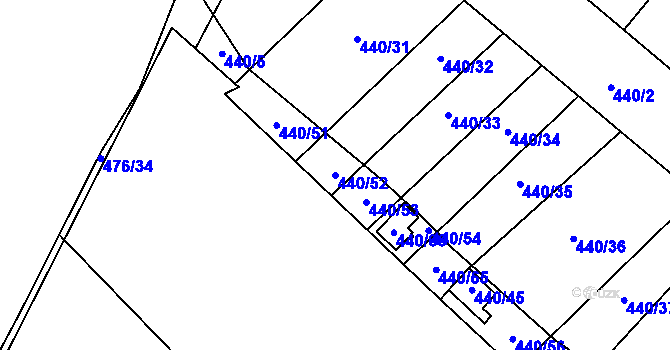 Parcela st. 440/52 v KÚ Pístov u Jihlavy, Katastrální mapa