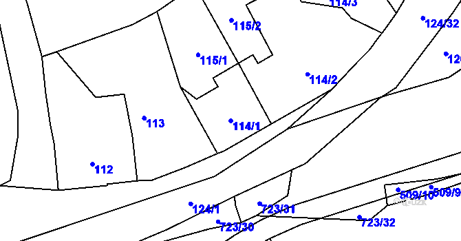 Parcela st. 114/1 v KÚ Pístov u Jihlavy, Katastrální mapa