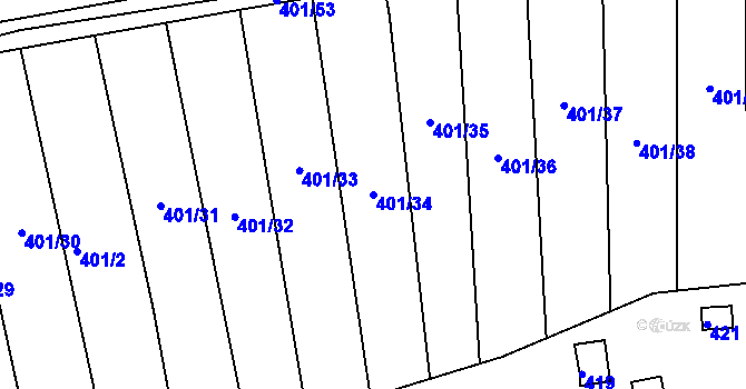 Parcela st. 401/34 v KÚ Pístov u Jihlavy, Katastrální mapa