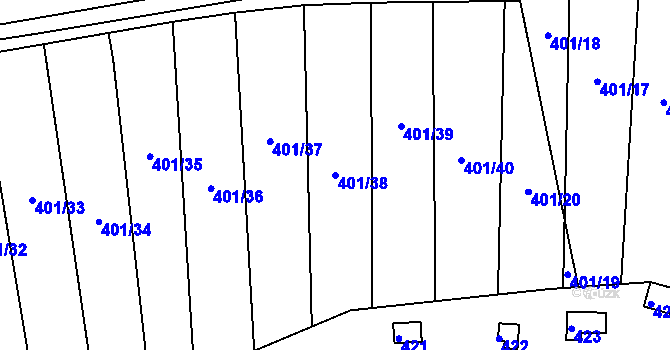 Parcela st. 401/38 v KÚ Pístov u Jihlavy, Katastrální mapa