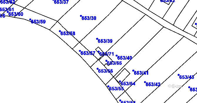 Parcela st. 653/71 v KÚ Pístov u Jihlavy, Katastrální mapa