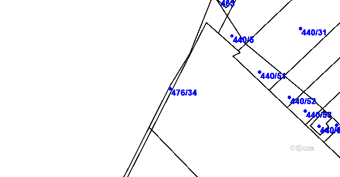 Parcela st. 476/34 v KÚ Pístov u Jihlavy, Katastrální mapa