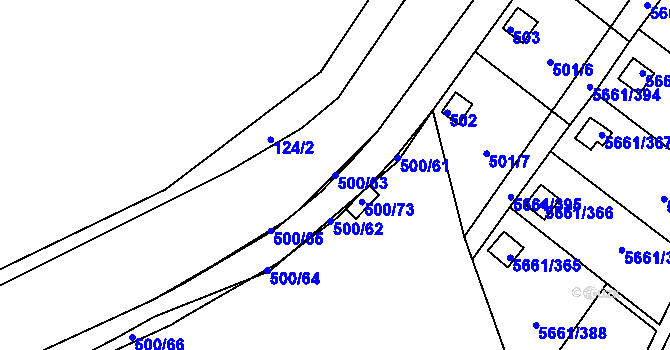 Parcela st. 500/63 v KÚ Pístov u Jihlavy, Katastrální mapa