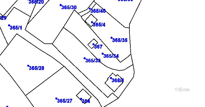 Parcela st. 365/34 v KÚ Pístov u Jihlavy, Katastrální mapa