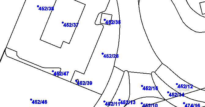 Parcela st. 452/28 v KÚ Pístov u Jihlavy, Katastrální mapa