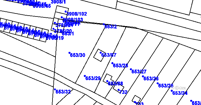 Parcela st. 653/87 v KÚ Pístov u Jihlavy, Katastrální mapa