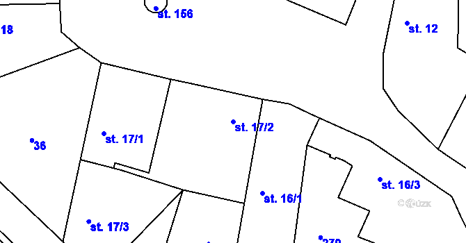 Parcela st. 17/2 v KÚ Písty u Nymburka, Katastrální mapa