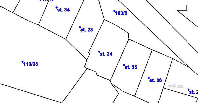 Parcela st. 24 v KÚ Písty u Nymburka, Katastrální mapa