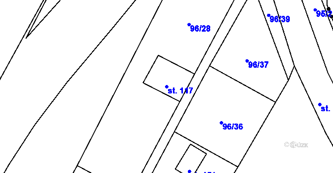 Parcela st. 117 v KÚ Písty u Nymburka, Katastrální mapa