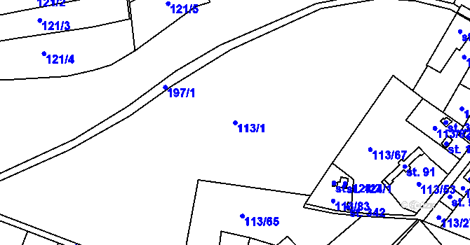 Parcela st. 113/1 v KÚ Písty u Nymburka, Katastrální mapa