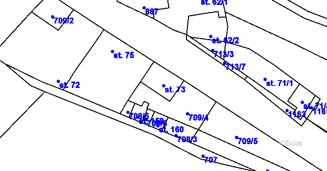 Parcela st. 73 v KÚ Písty, Katastrální mapa