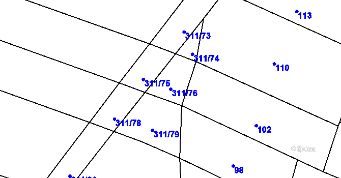 Parcela st. 311/76 v KÚ Písty, Katastrální mapa