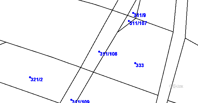 Parcela st. 311/108 v KÚ Písty, Katastrální mapa