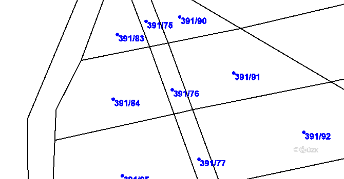 Parcela st. 391/76 v KÚ Písty, Katastrální mapa