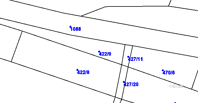 Parcela st. 422/9 v KÚ Písty, Katastrální mapa