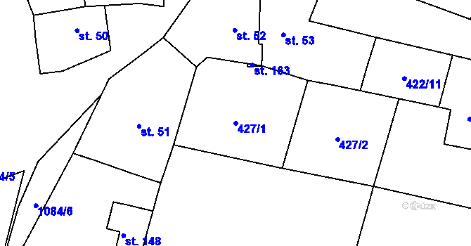 Parcela st. 427/1 v KÚ Písty, Katastrální mapa